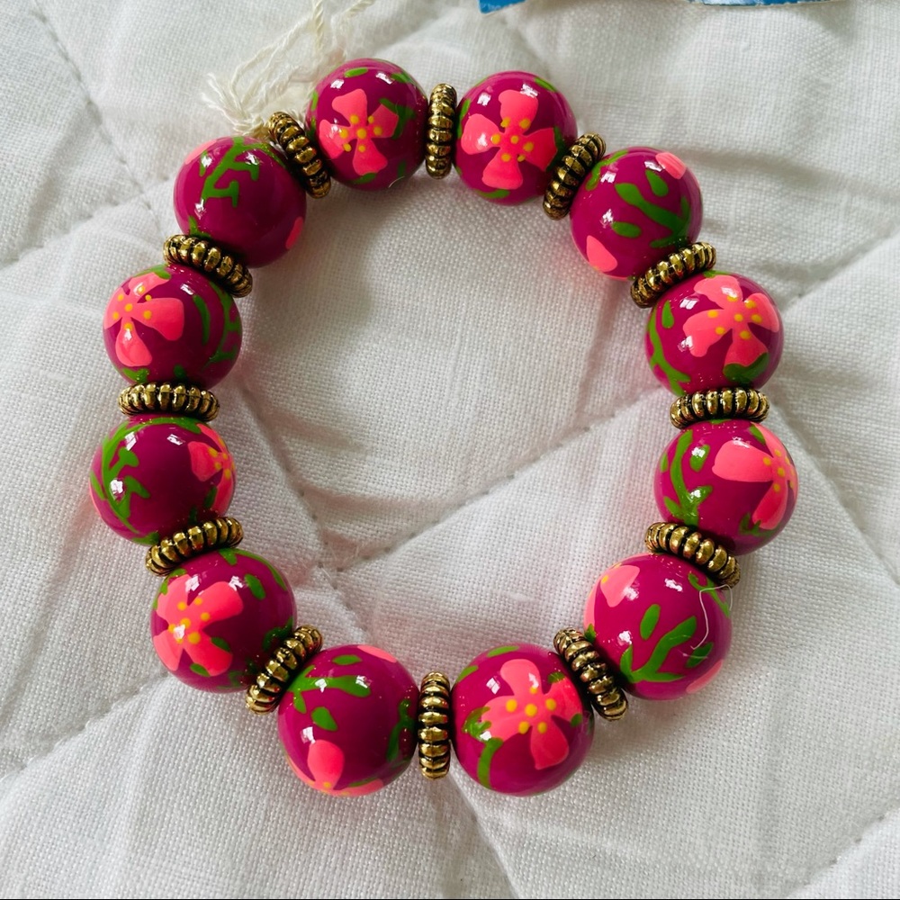 NWT Angela Moore Pink Flowers Classic Bracelet - Picture 3 of 5